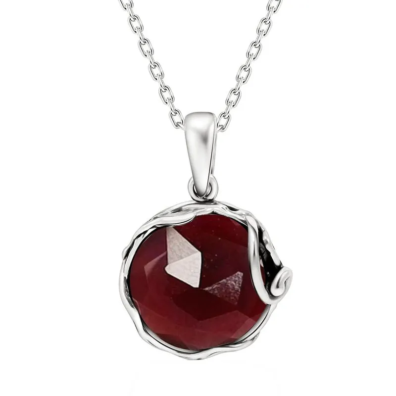 14K Gold Plated Garnet Pendant, Aquarius Birthstone