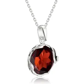 14K Gold Plated Garnet Pendant, Aquarius Birthstone