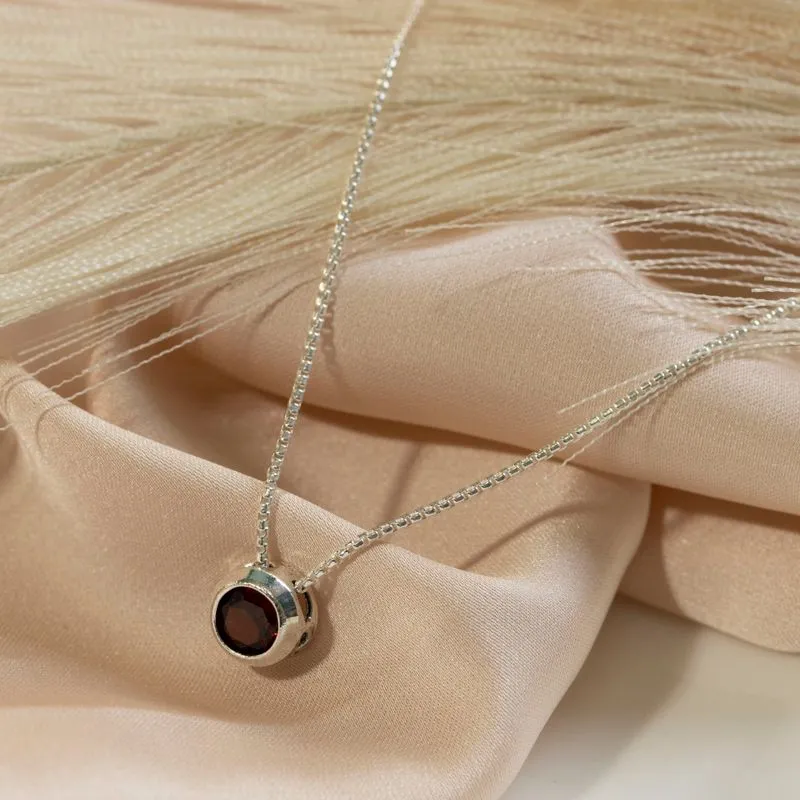 14K Gold Plated Garnet Pendant Necklace