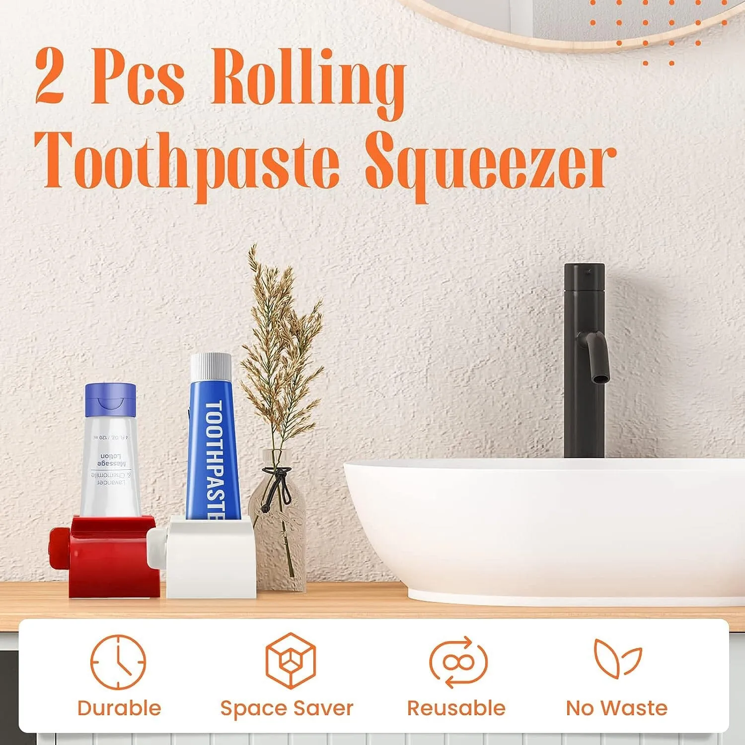 2-Pack: Rolling Tube Toothpaste Squeezer Dispenser