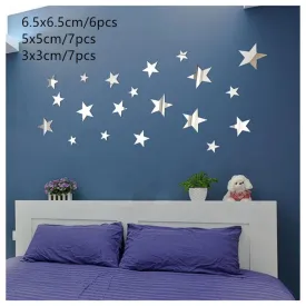 20pcs Star 3D Mirror Self Adhesiive Acrylic Mirror Sticker for wall Decoration Living Room Bedroom Kids Decorative wall Stickers