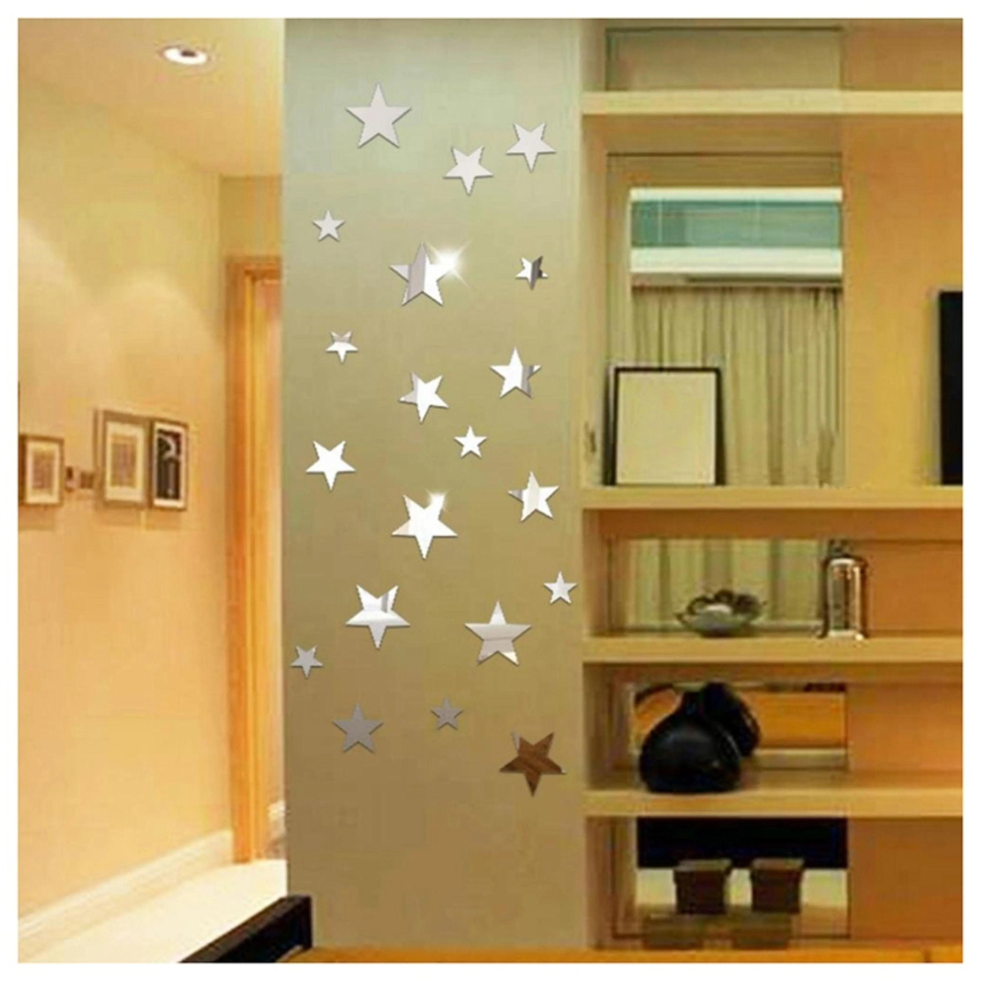 20pcs Star 3D Mirror Self Adhesiive Acrylic Mirror Sticker for wall Decoration Living Room Bedroom Kids Decorative wall Stickers