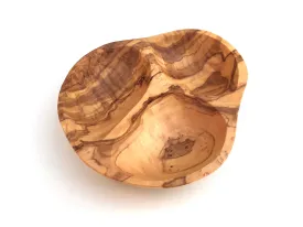 3 compartment olive wood serving bowl