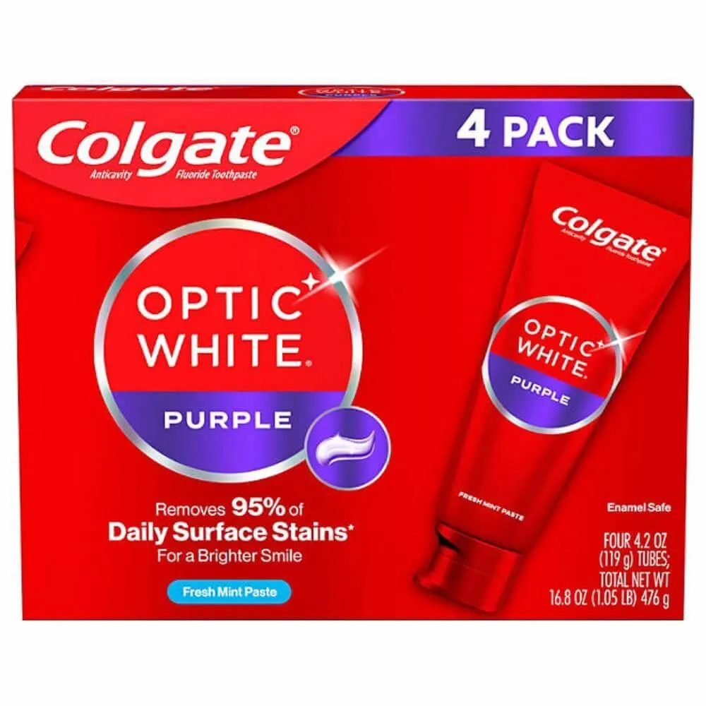 Colgate - Optic White Purple Whitening Toothpaste - 4.2 Oz - 4 Pack