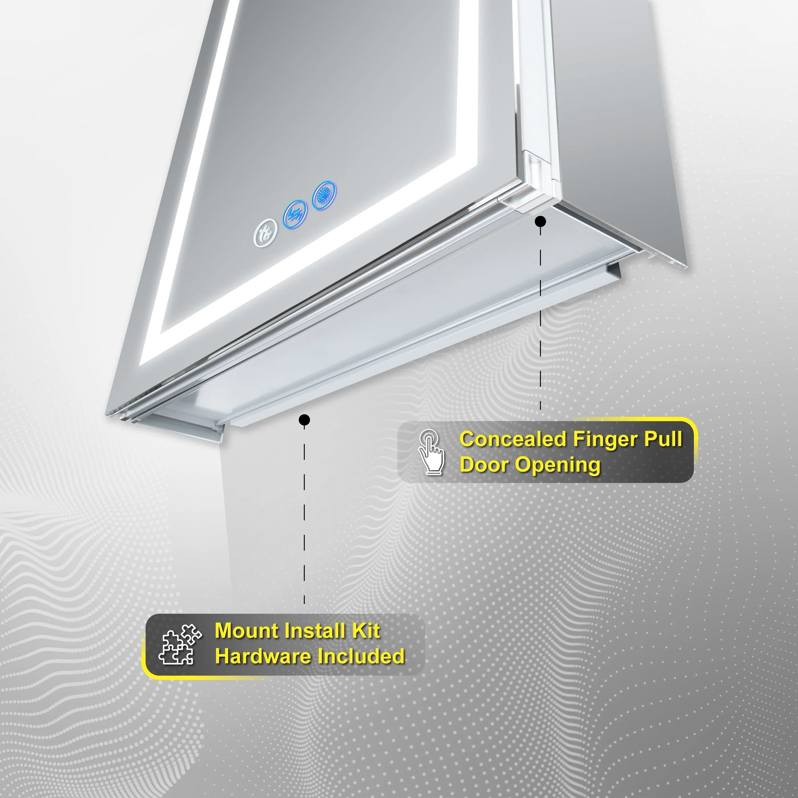 DECADOM LED Mirror Medicine Cabinet Recessed or Surface, Defogger, Dimmer, Clock, Room Temp Display, Makeup Mirror 3X, Outlets & USBs RUBiNi 24x32L