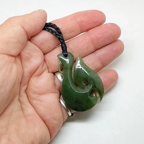 Genuine NZ Greenstone Hook and Koru Necklace