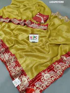 KcPc Pure Tissue silk Bandhani embroidery Work saree ,MAD