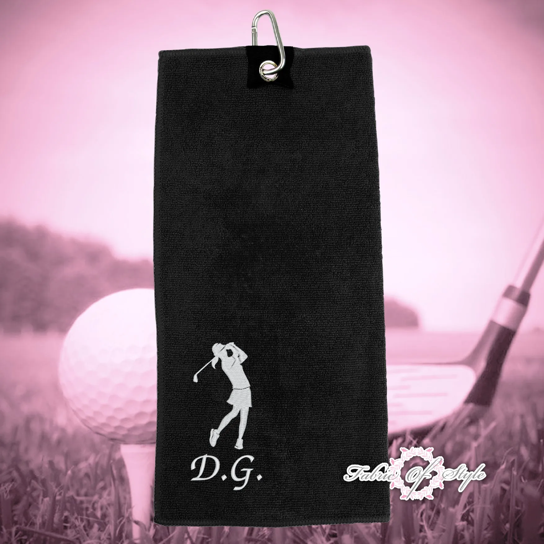 Lady Golfer Personalised Embroidered Golf Microfibre Towel