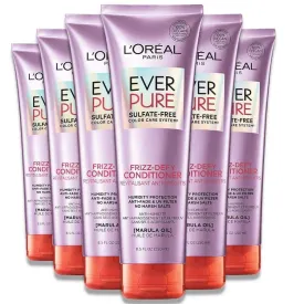 L'Oreal - EverPure Sulfate Free Frizz Defy Conditioner, With Marula Oil - 8.5 oz - 6 Pack