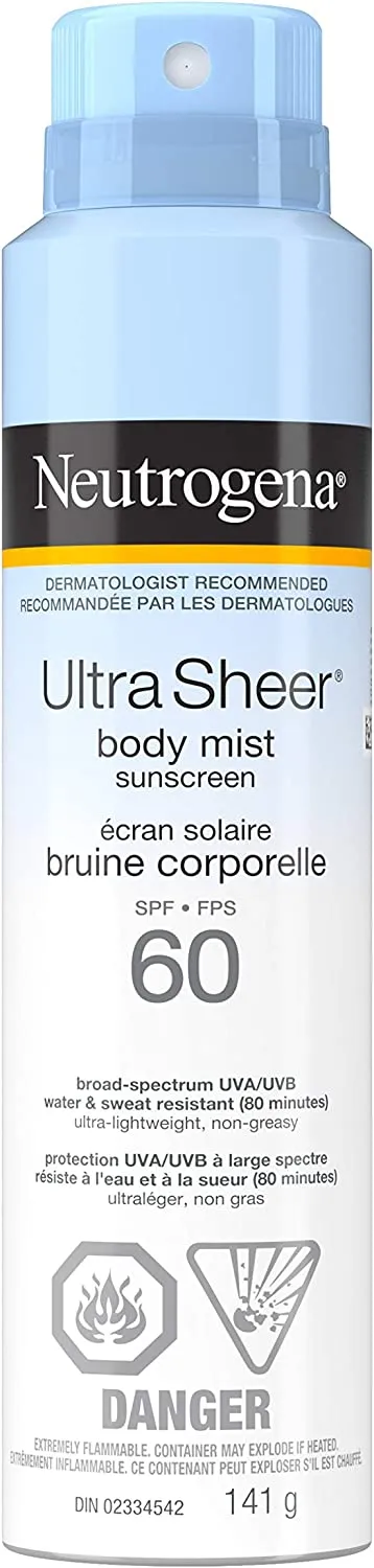 Neutrogena Ultra Sheer SPF 60 Body Mist Sunscreen Spray - 141 g