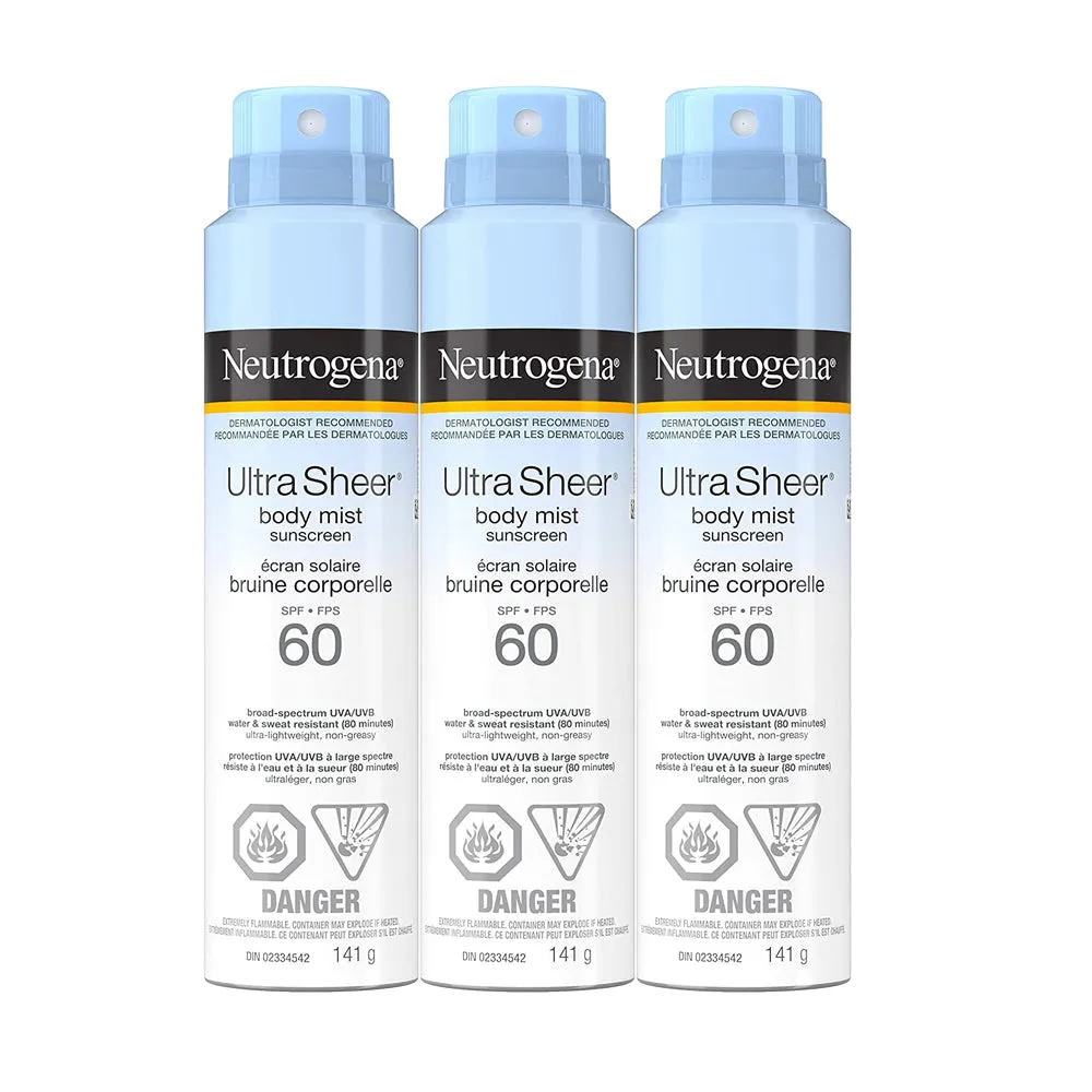 Neutrogena Ultra Sheer SPF 60 Body Mist Sunscreen Spray - 141 g