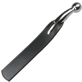 Heavy-Duty Leather Paddle Spanking Strap with Ergonomic Metal Handle